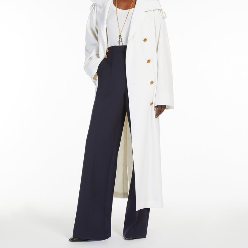Wide-leg wool canvas trousers