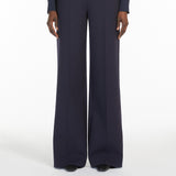Wide-leg wool canvas trousers