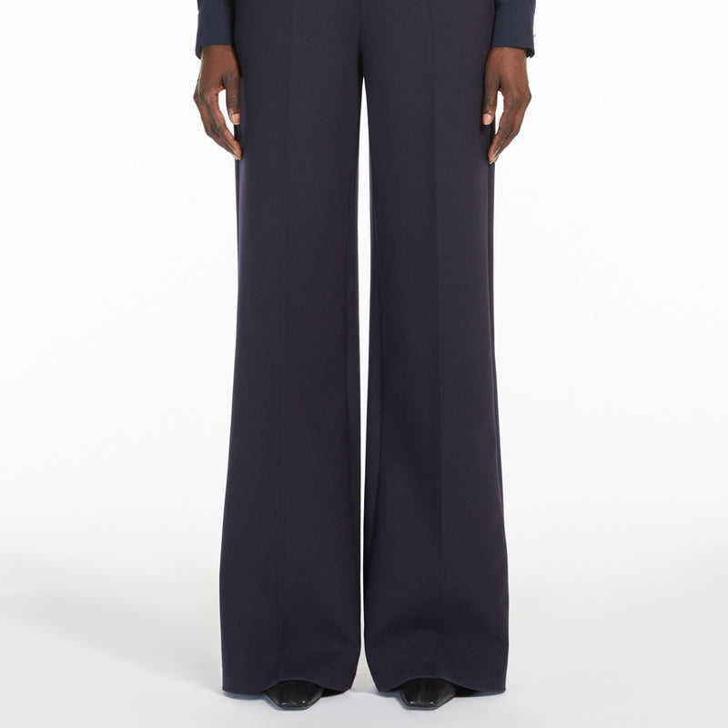 Wide-leg wool canvas trousers