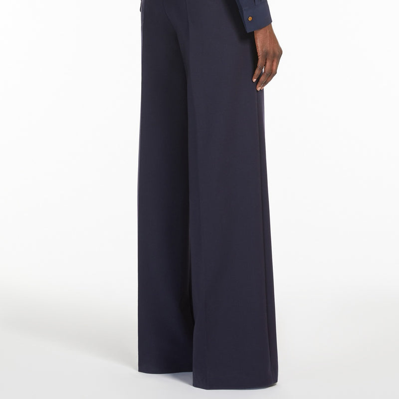 Wide-leg wool canvas trousers