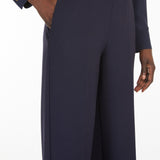 Wide-leg wool canvas trousers