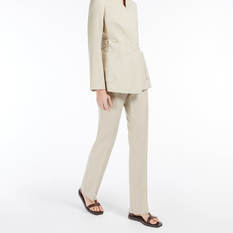 Straight-cut wool, mohair and silk trousers