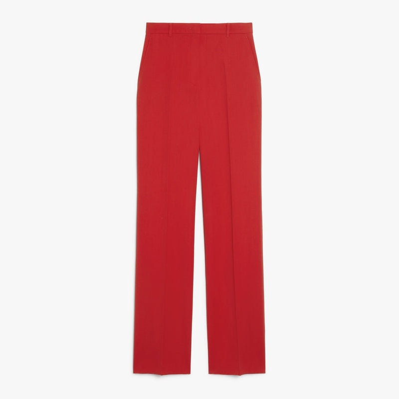 Straight-fit wool satin trousers