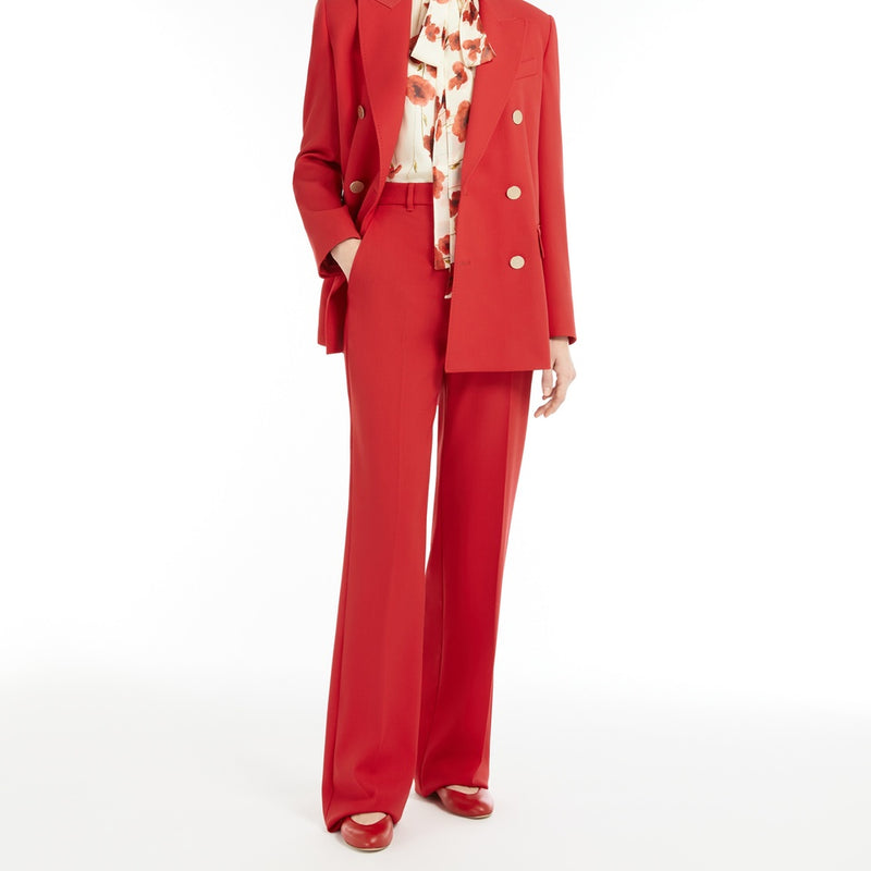 Straight-fit wool satin trousers