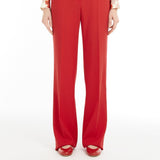 Straight-fit wool satin trousers
