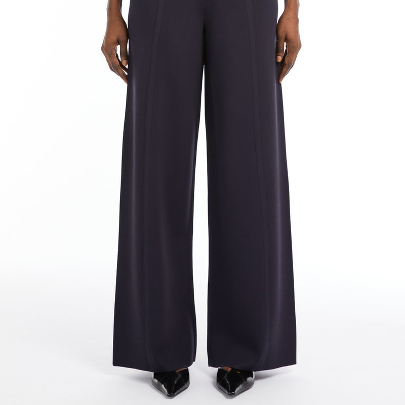 Wide-leg viscose knit trousers