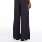 Wide-leg viscose knit trousers