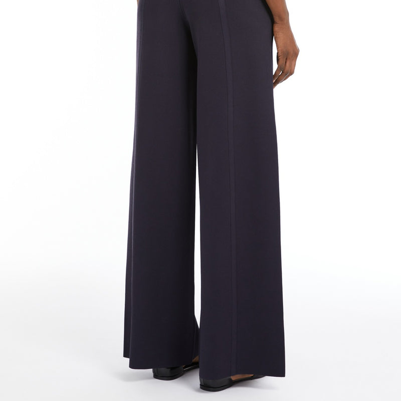Wide-leg viscose knit trousers