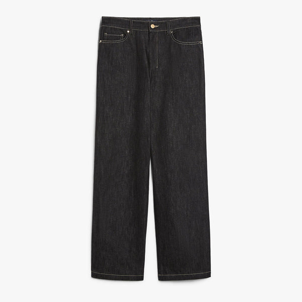Denim-look cotton trousers