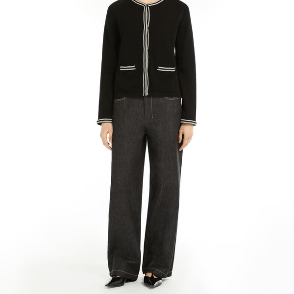 Denim-look cotton trousers