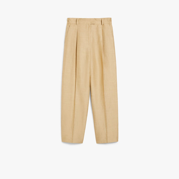 Linen and silk straight trousers