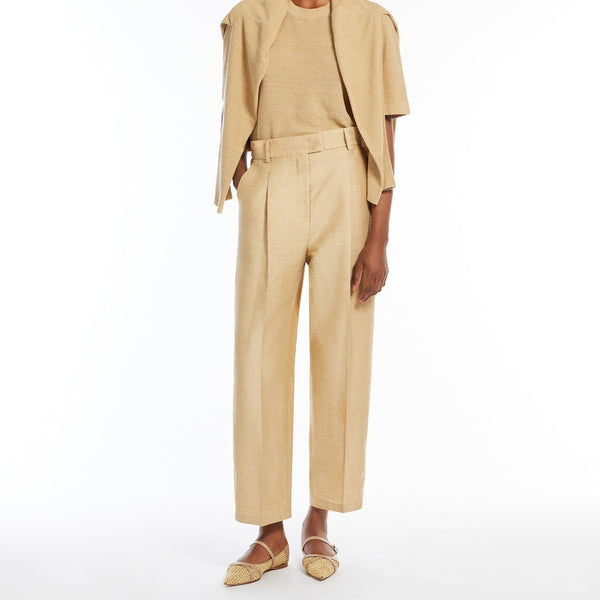 Linen and silk straight trousers