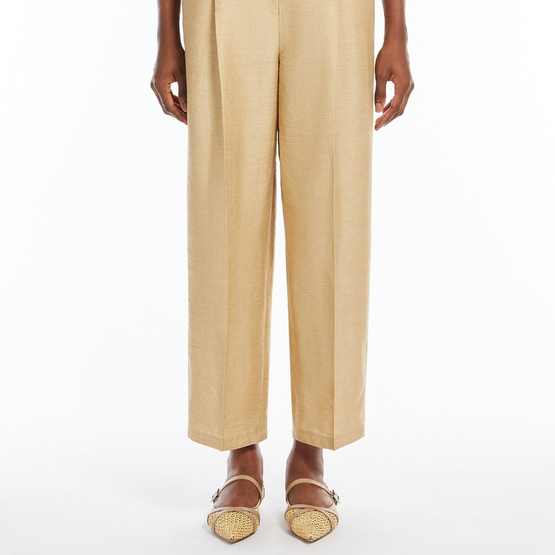 Linen and silk straight trousers
