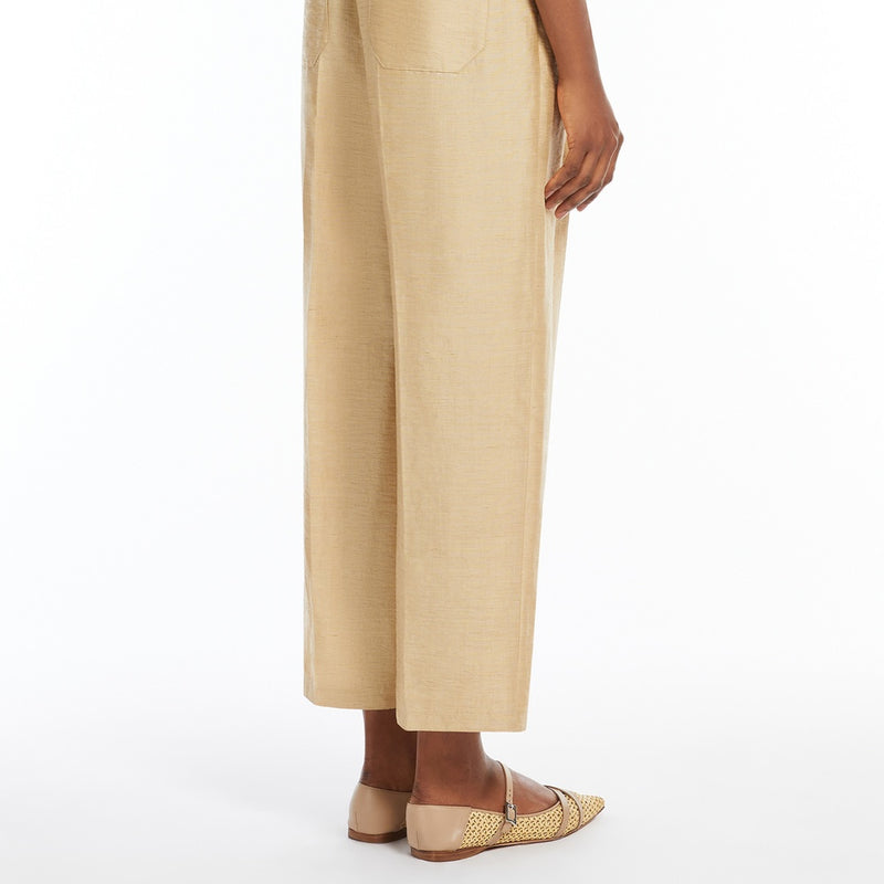 Linen and silk straight trousers