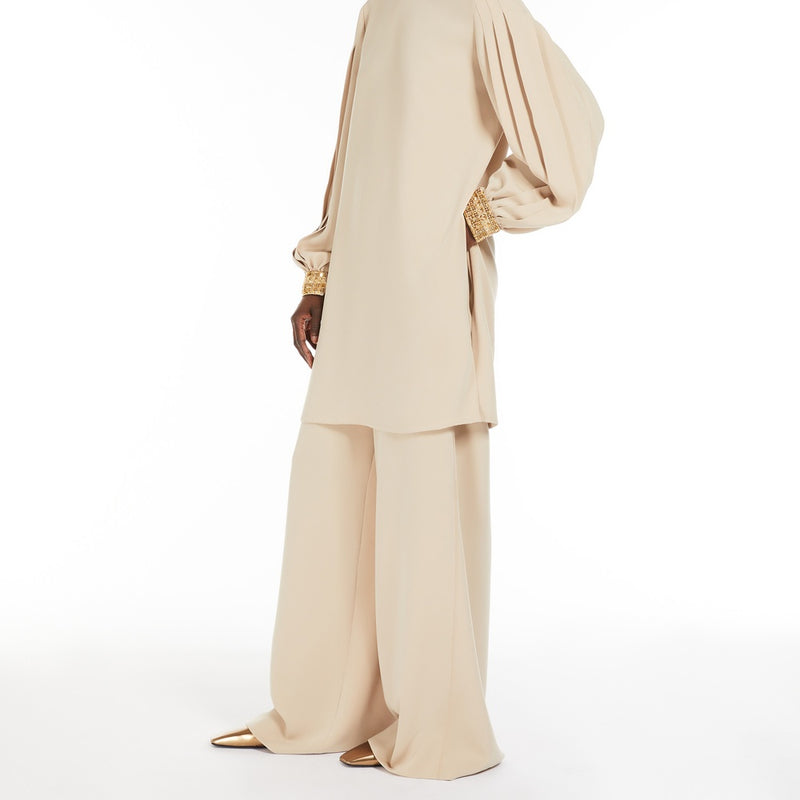 Wide-leg cady trousers