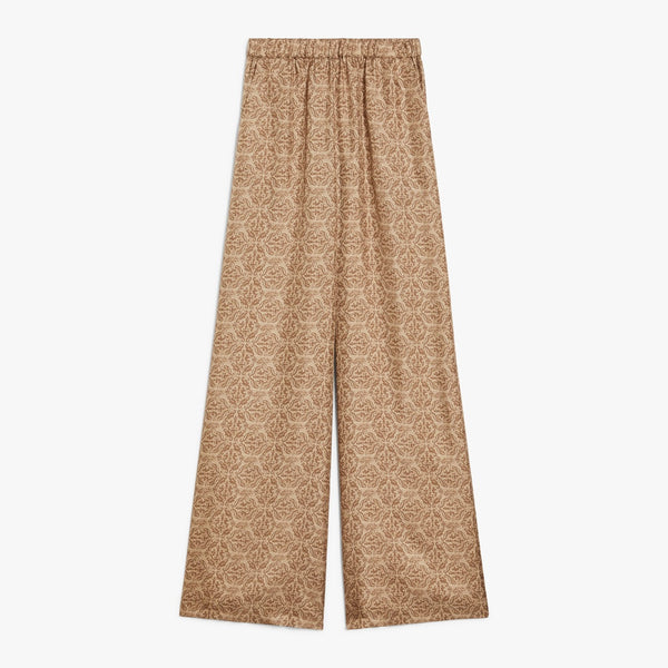 Printed silk twill trousers
