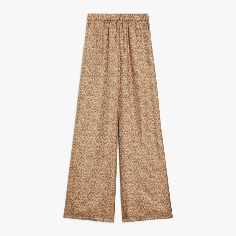 Printed silk twill trousers
