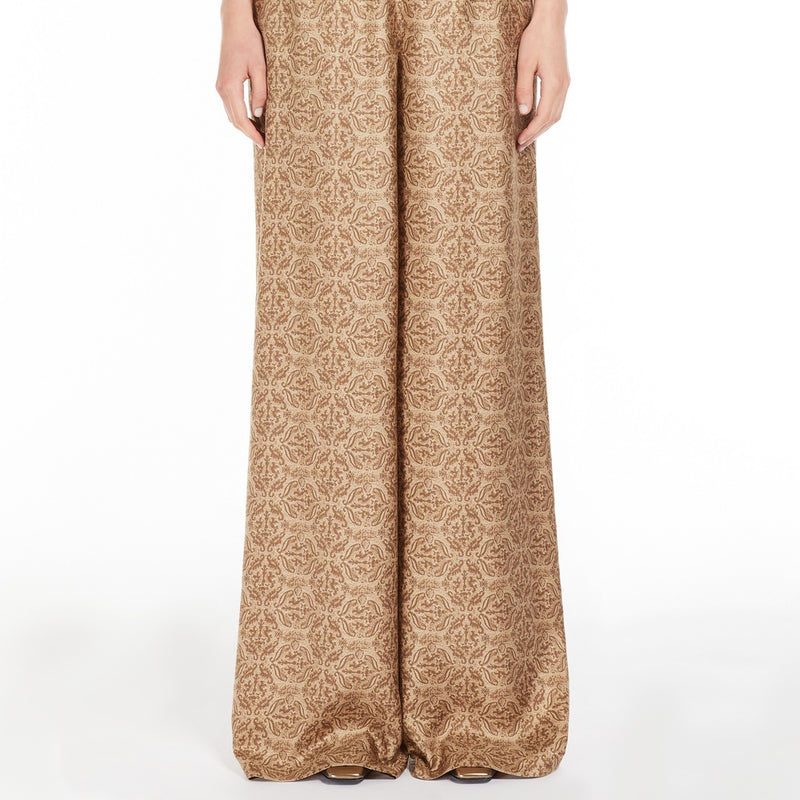 Printed silk twill trousers