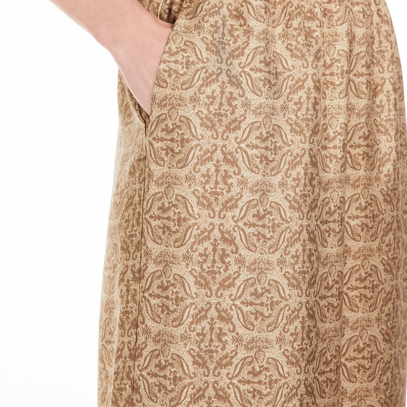 Printed silk twill trousers