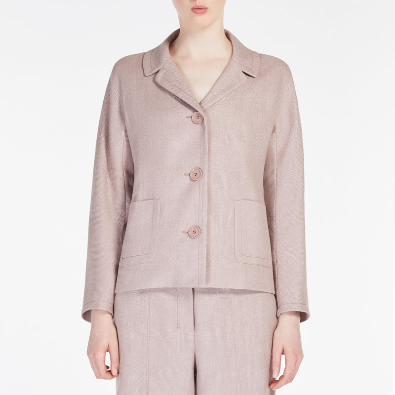 Boxy-fit linen and cotton basketweave jacket