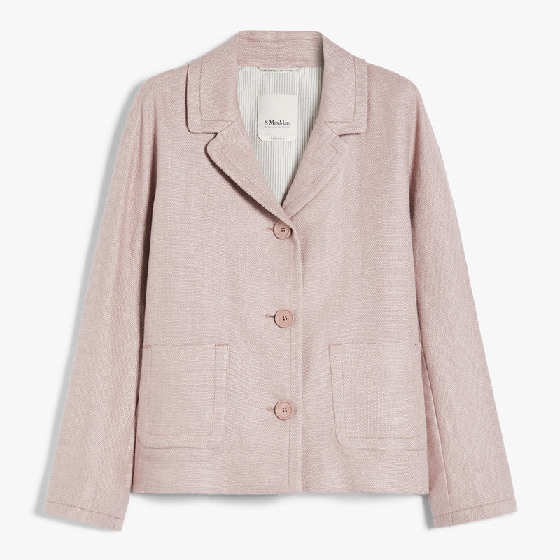 Boxy-fit linen and cotton basketweave jacket