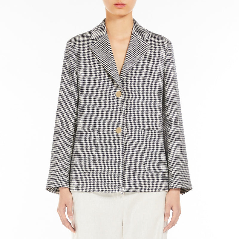 Houndstooth cotton and linen jacket