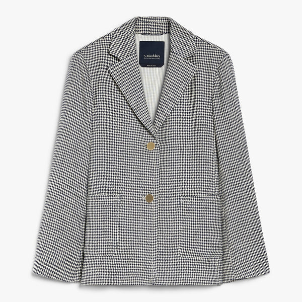 Houndstooth cotton and linen jacket