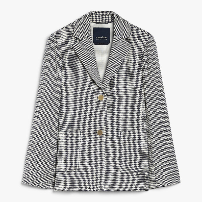 Houndstooth cotton and linen jacket