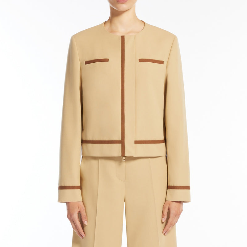Cotton twill crew-neck jacket