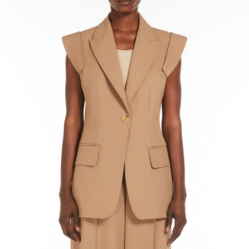 Sleeveless gabardine jacket