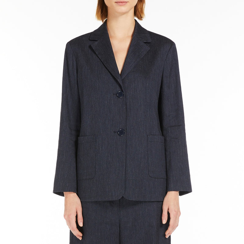 Denim-effect, single-breasted jacket
