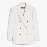 Wool satin crepe blazer