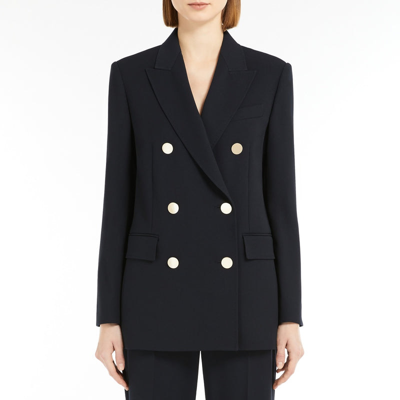 Wool satin crepe blazer