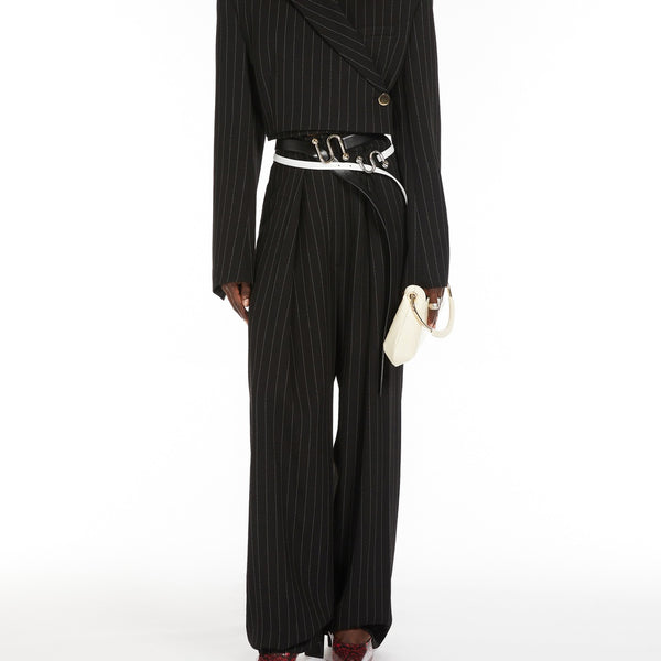 Short pinstriped blazer