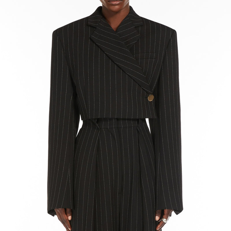 Short pinstriped blazer