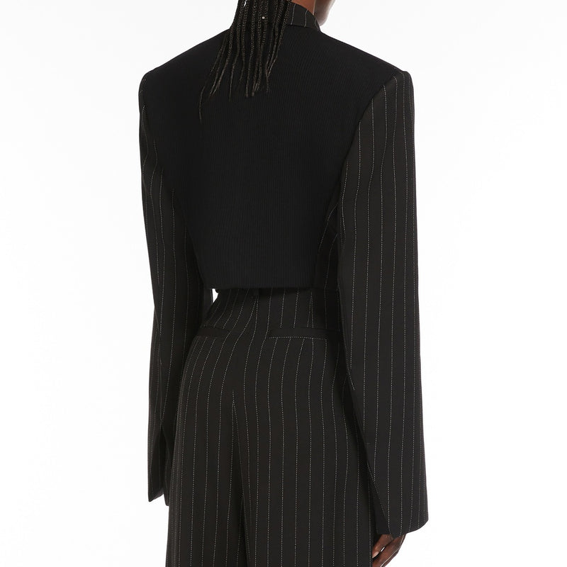 Short pinstriped blazer