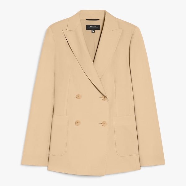 Double-breasted blazer in stretch wool canvas