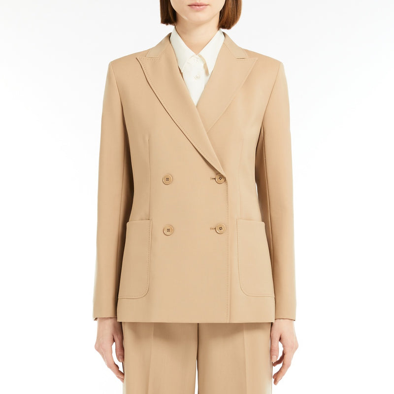 Double-breasted blazer in stretch wool canvas