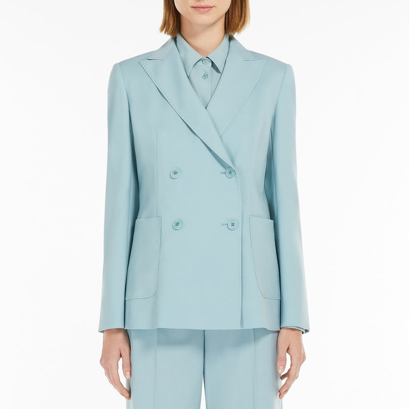 Double-breasted blazer in stretch wool canvas