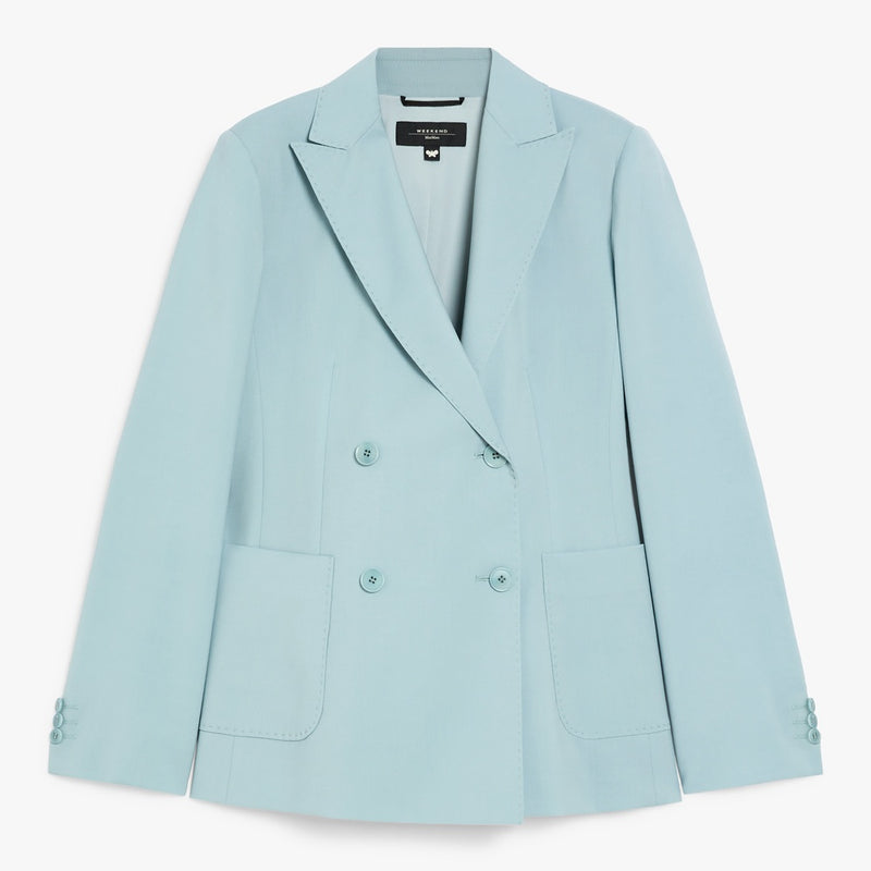 Double-breasted blazer in stretch wool canvas
