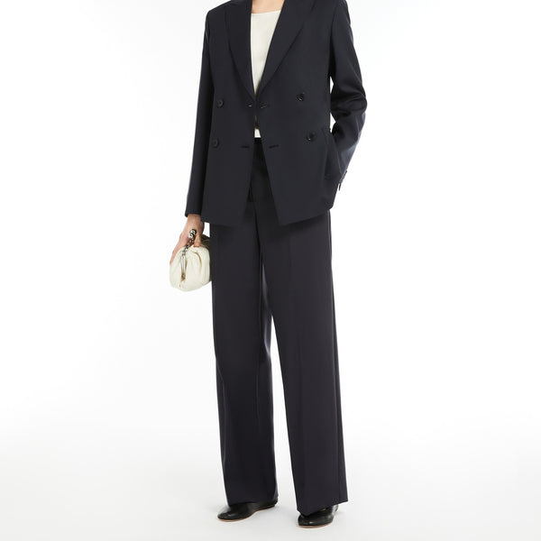 Double-breasted blazer in stretch wool canvas