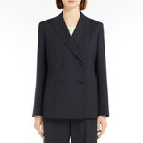 Double-breasted blazer in stretch wool canvas