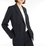 Double-breasted blazer in stretch wool canvas