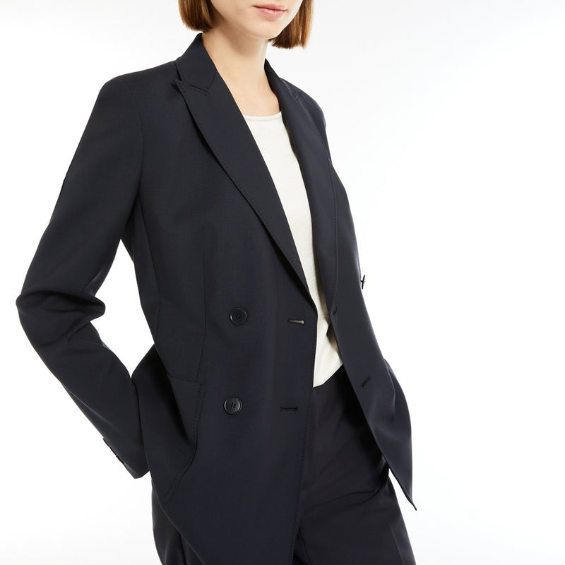 Double-breasted blazer in stretch wool canvas