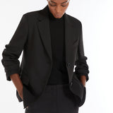 Single-breasted blazer in stretch viscose-blend canvas