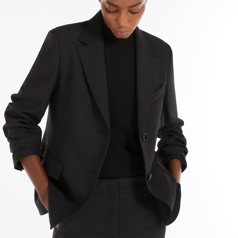 Single-breasted blazer in stretch viscose-blend canvas