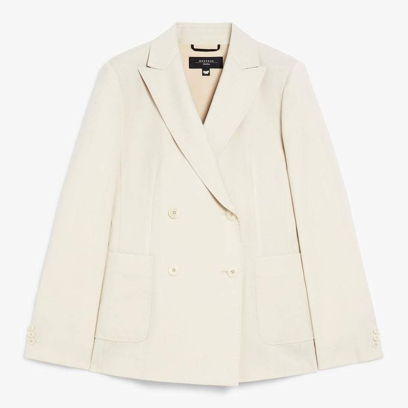 Double-breasted blazer in stretch wool canvas