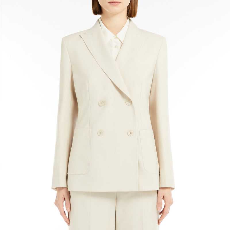 Double-breasted blazer in stretch wool canvas