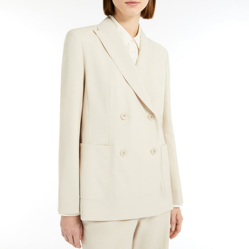 Double-breasted blazer in stretch wool canvas