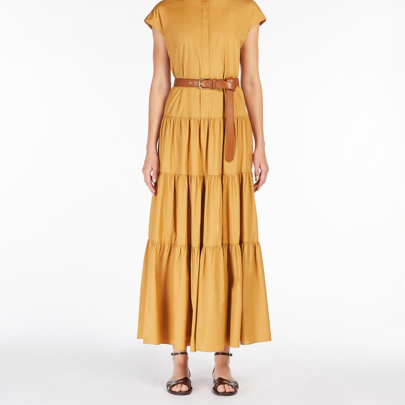 Flounced cotton shirt dress